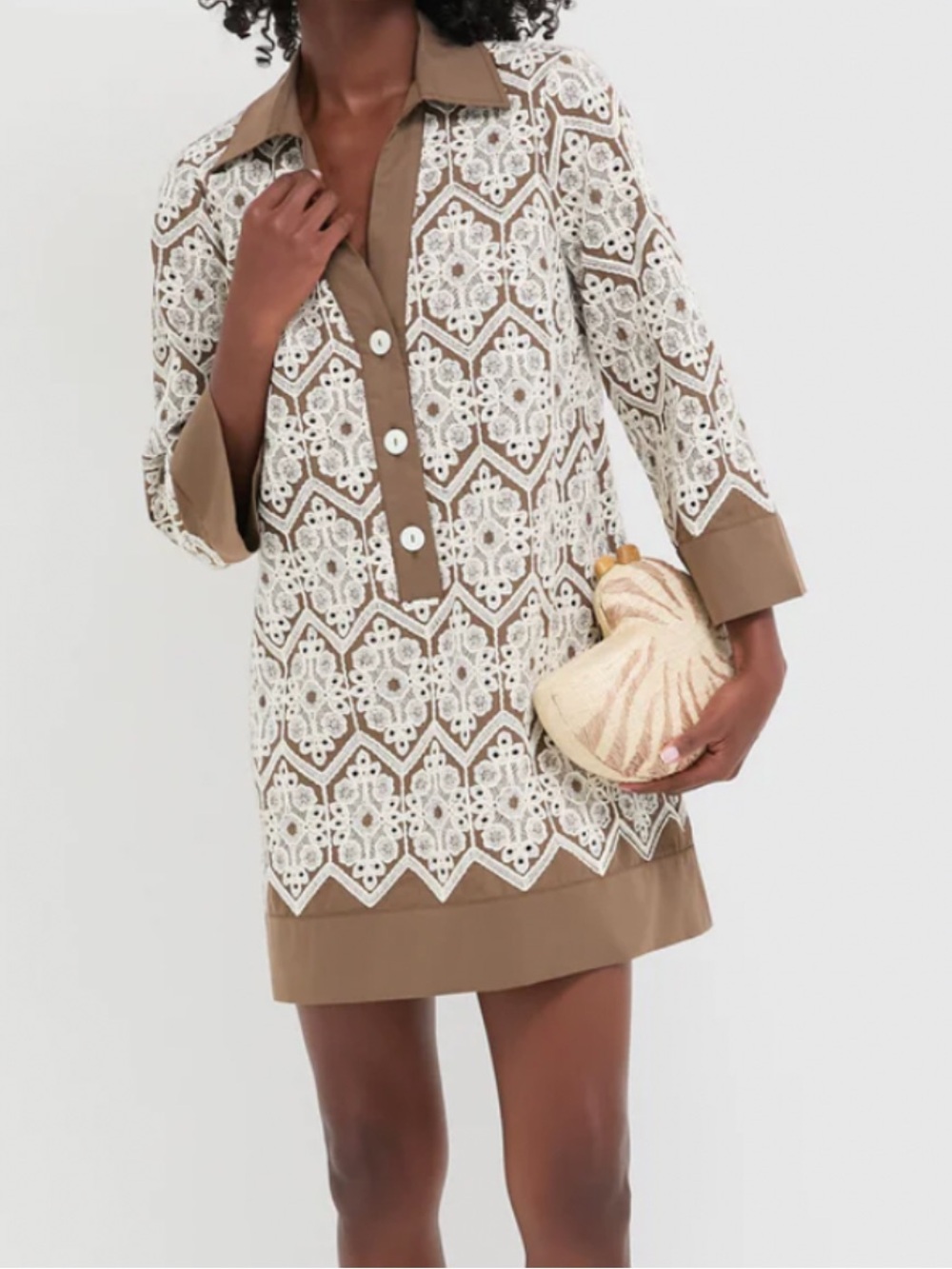 Tuckernuck Mocha Mousse Lace Collier Dress
